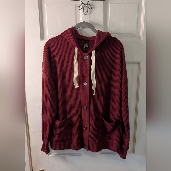 torrid Sweaters - Super Soft Plush Waffle Hooded Button Front Lounge Cardigan NWT 12/L